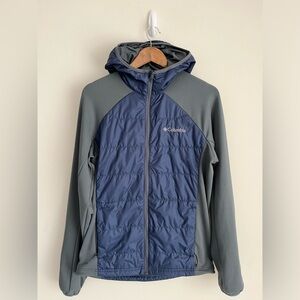 Navy Windbreaker Jacket, Lightweight, Hooded, Softshell, Columbia, Men's Small